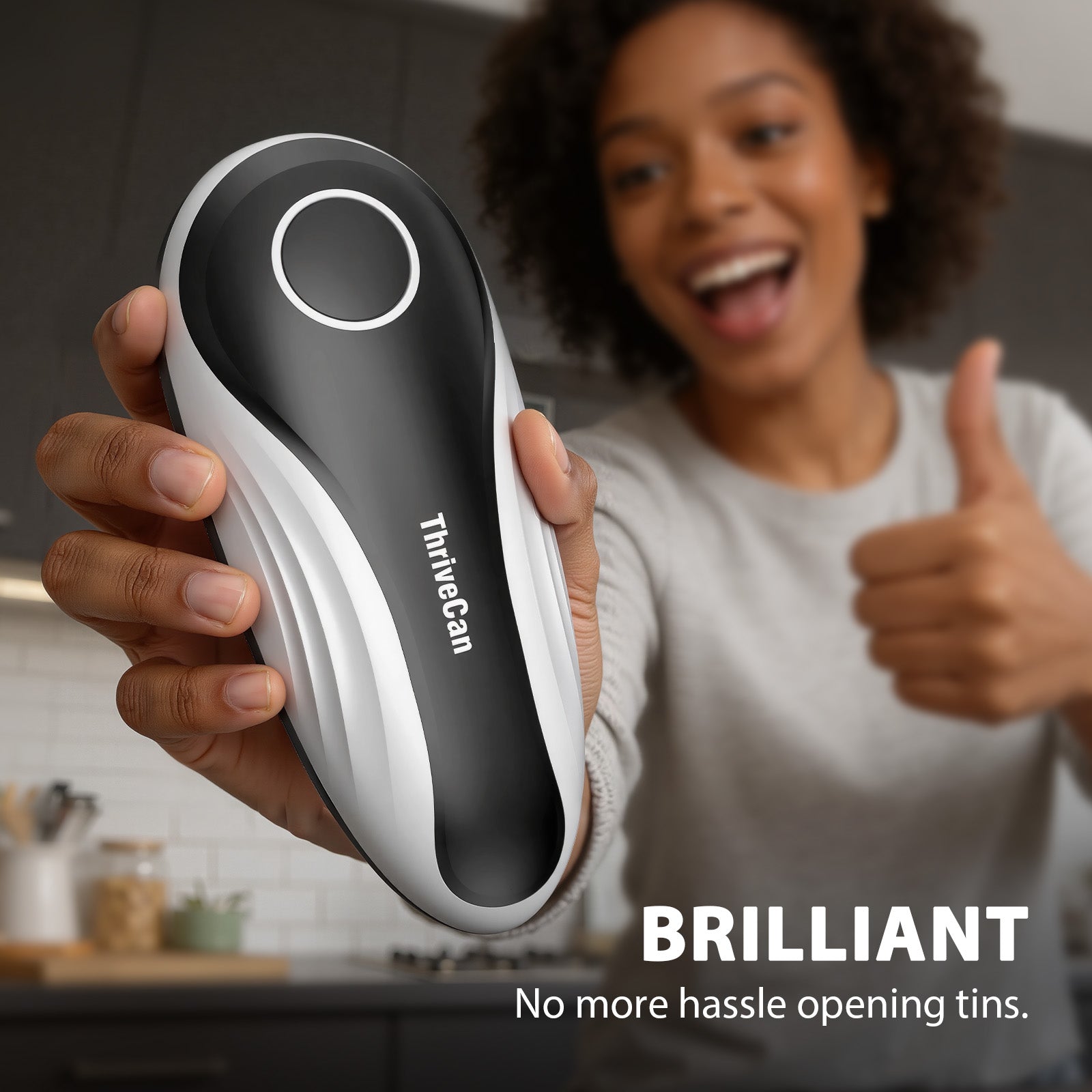 ThriveCan Electric Can Opener, One-Touch Auto Open & Stop, USB Rechargeable, Smooth Edge Side Cut, Magnetic Lid Lift, Hands-Free for Seniors, Weak Hands & Everyday Kitchen Use